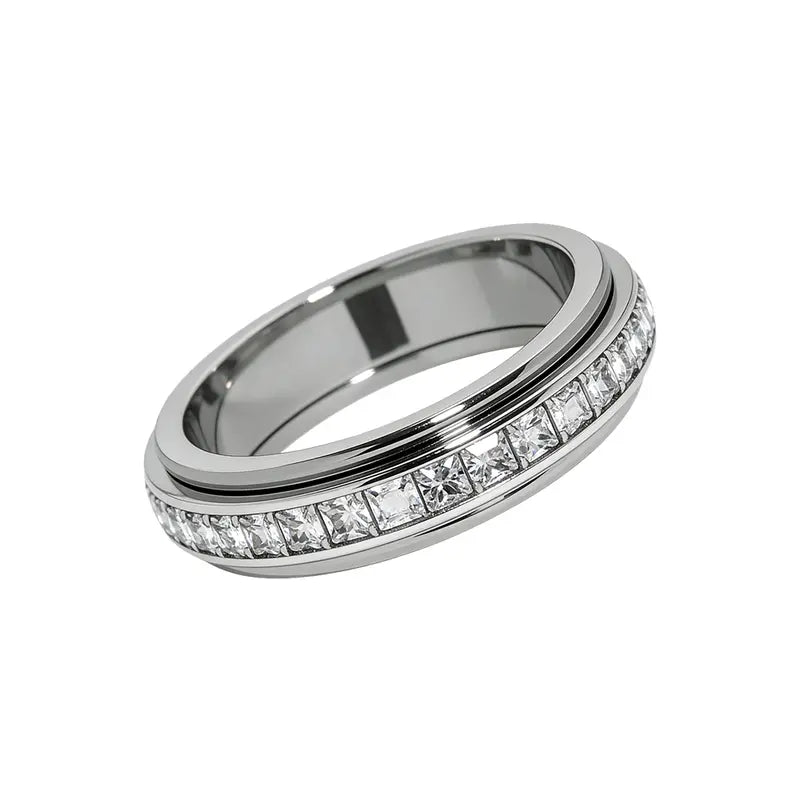 Titanium Fidget Ring – Smooth Spinner Mechanism For Instant Anxiety Relief