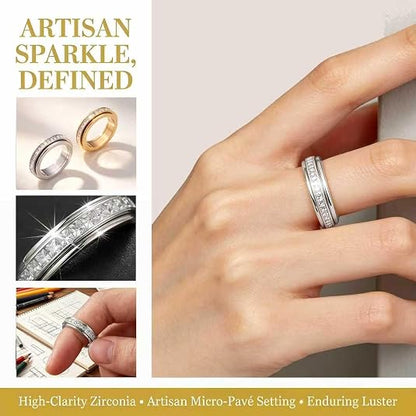 Titanium Fidget Ring – Smooth Spinner Mechanism For Instant Anxiety Relief