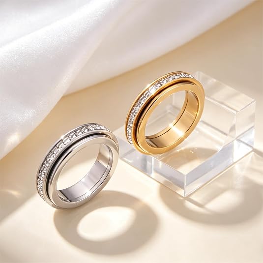 Titanium Fidget Ring – Smooth Spinner Mechanism For Instant Anxiety Relief